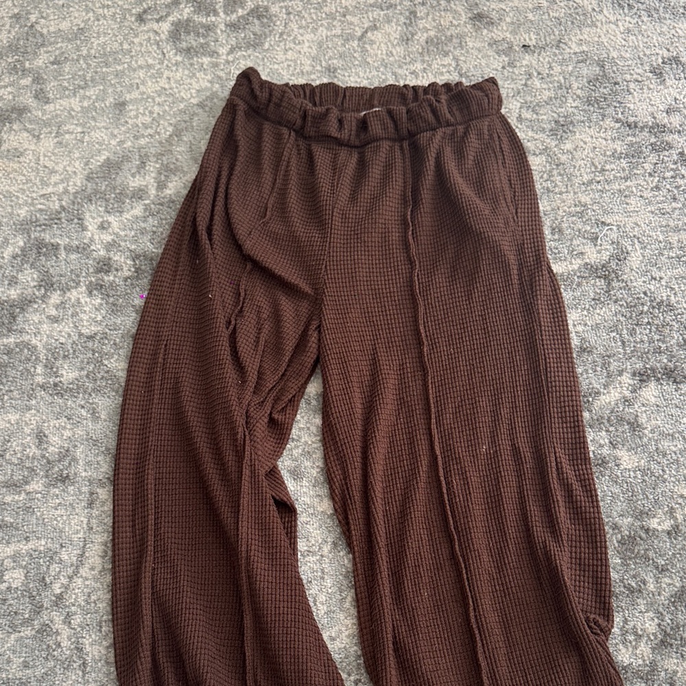 Brown Waffle Knit Lounge Pants